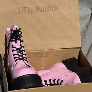 Steve Madden Pink Combat Boots